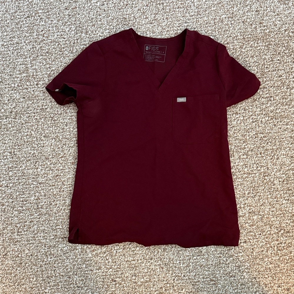 Figs Men's Deep Red Short Sleeve Tee